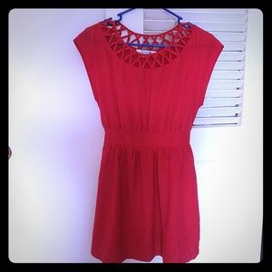 Red a-line dress with cut-outs